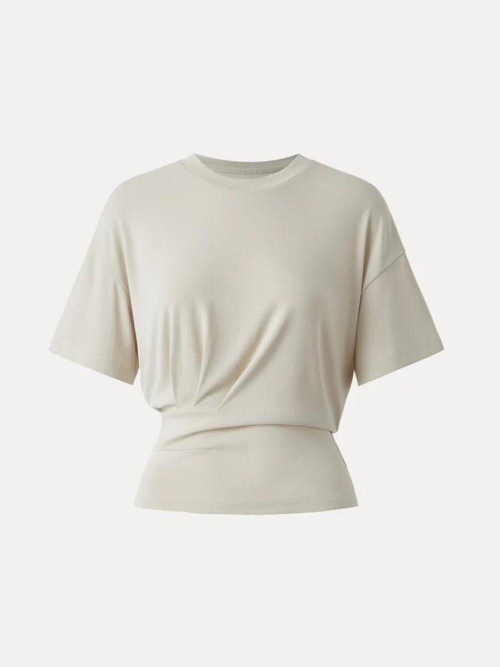 Crewneck Short Sleeve Tucked Tee - Morning Mist